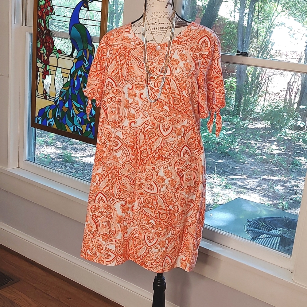 Chloe +Rene Linen Paisley Print Linen/ Rayon Sundress. SZ:12/14